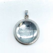 Lalique Sterling Silver Clear Cabochon Pendant