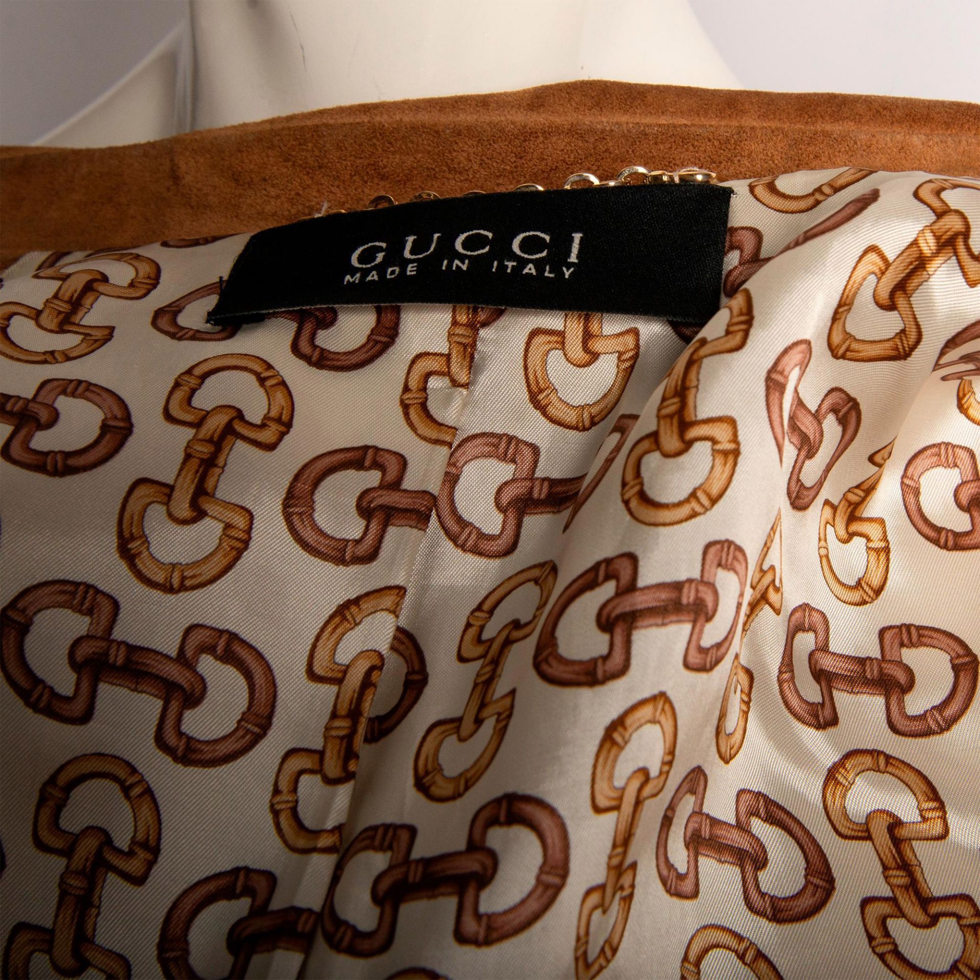 Original Gucci Italy Suede Camel Brown Jacket, Woman Small - Bild 6 aus 6