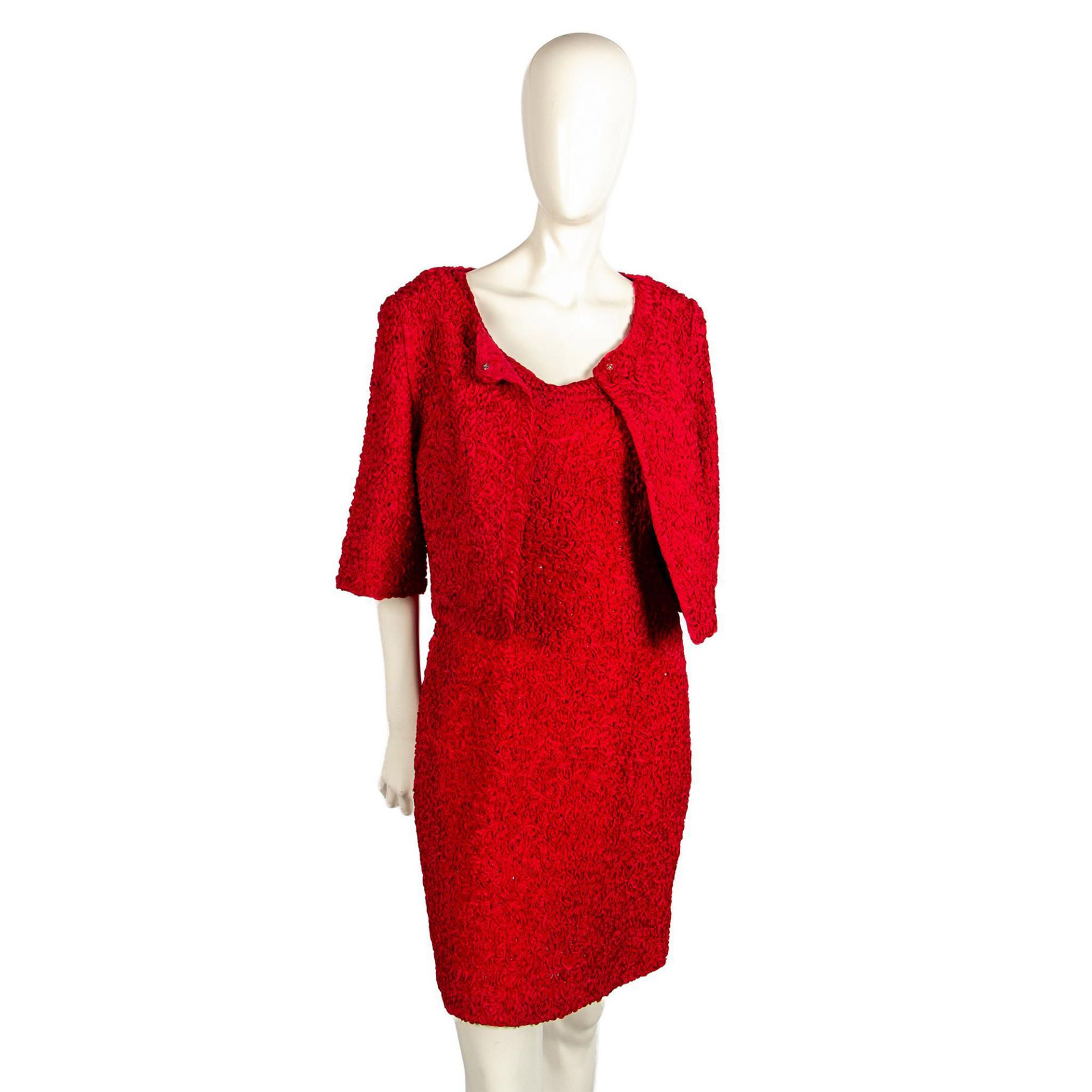 Vintage Red Ribbon Crochet Dress & Jacket - Bild 3 aus 6