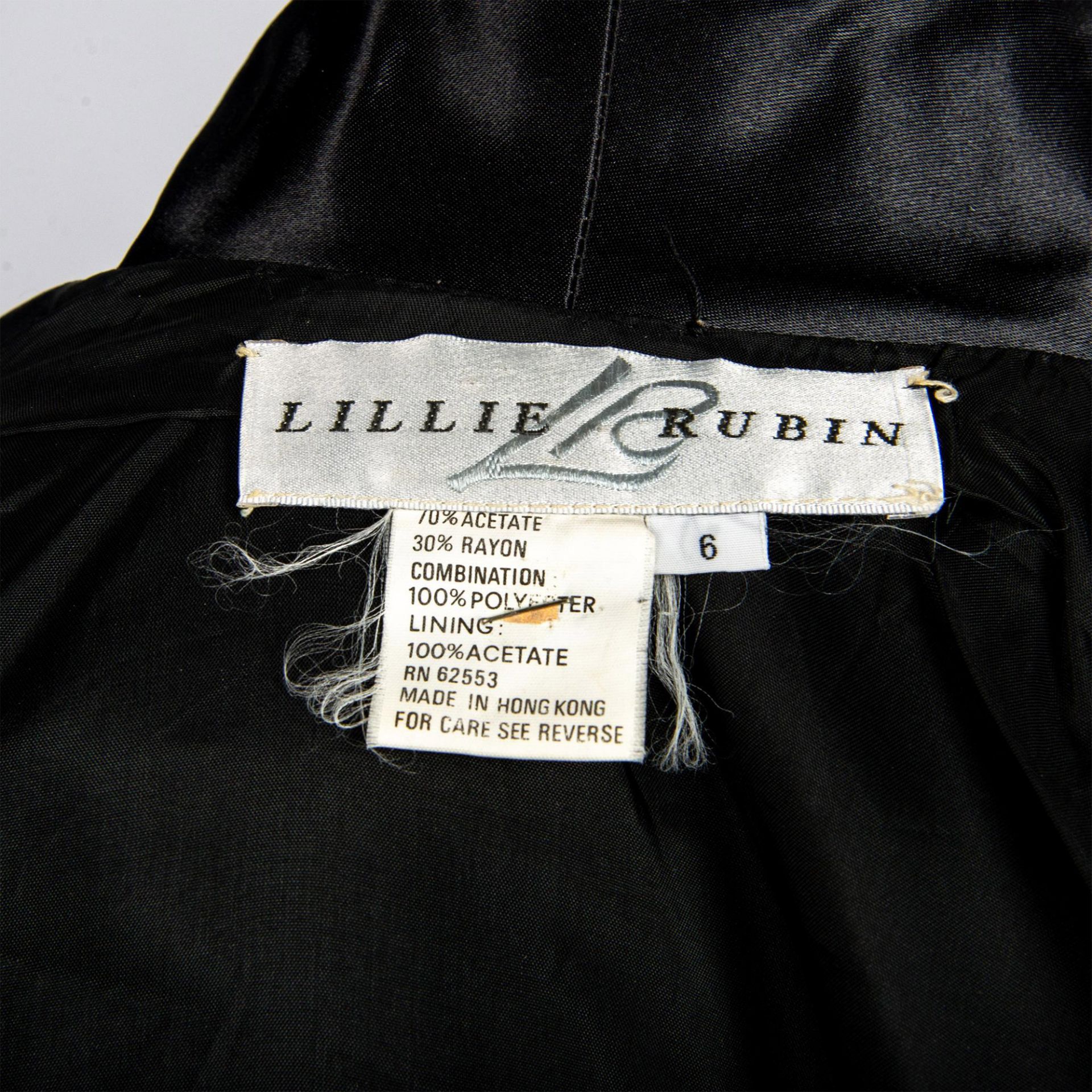 Vintage Lillie Rubin Black Velvet Bolero, Size 6 - Image 4 of 4