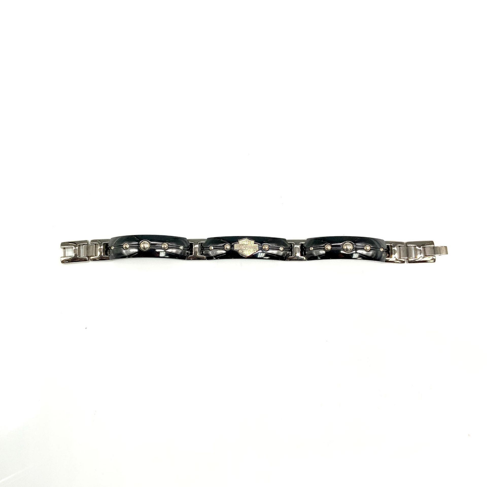 Harley Davidson Black and Silver Titanium Link Bracelet - Image 2 of 3