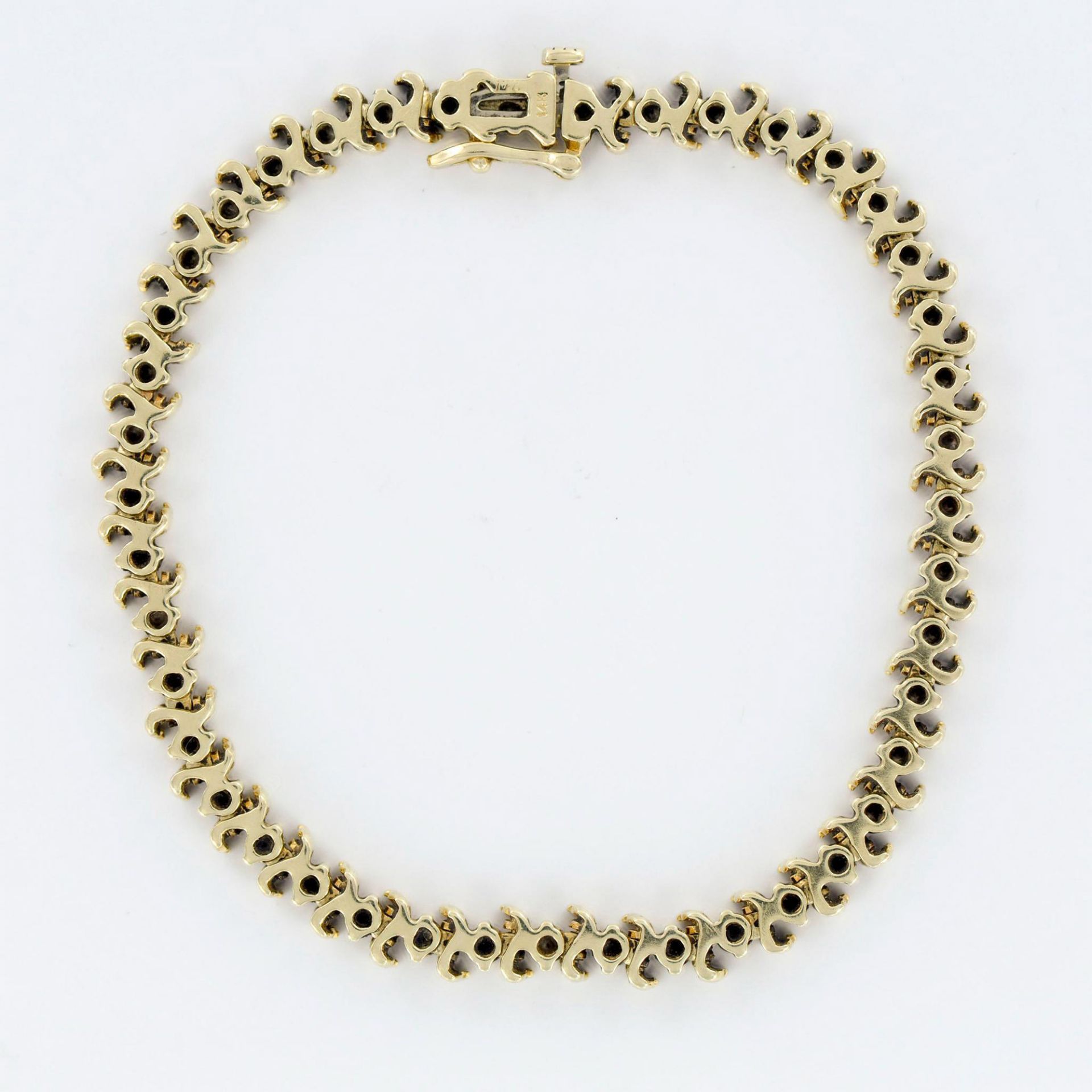 14K Yellow Gold and Diamonds Tennis Bracelet - Bild 4 aus 5
