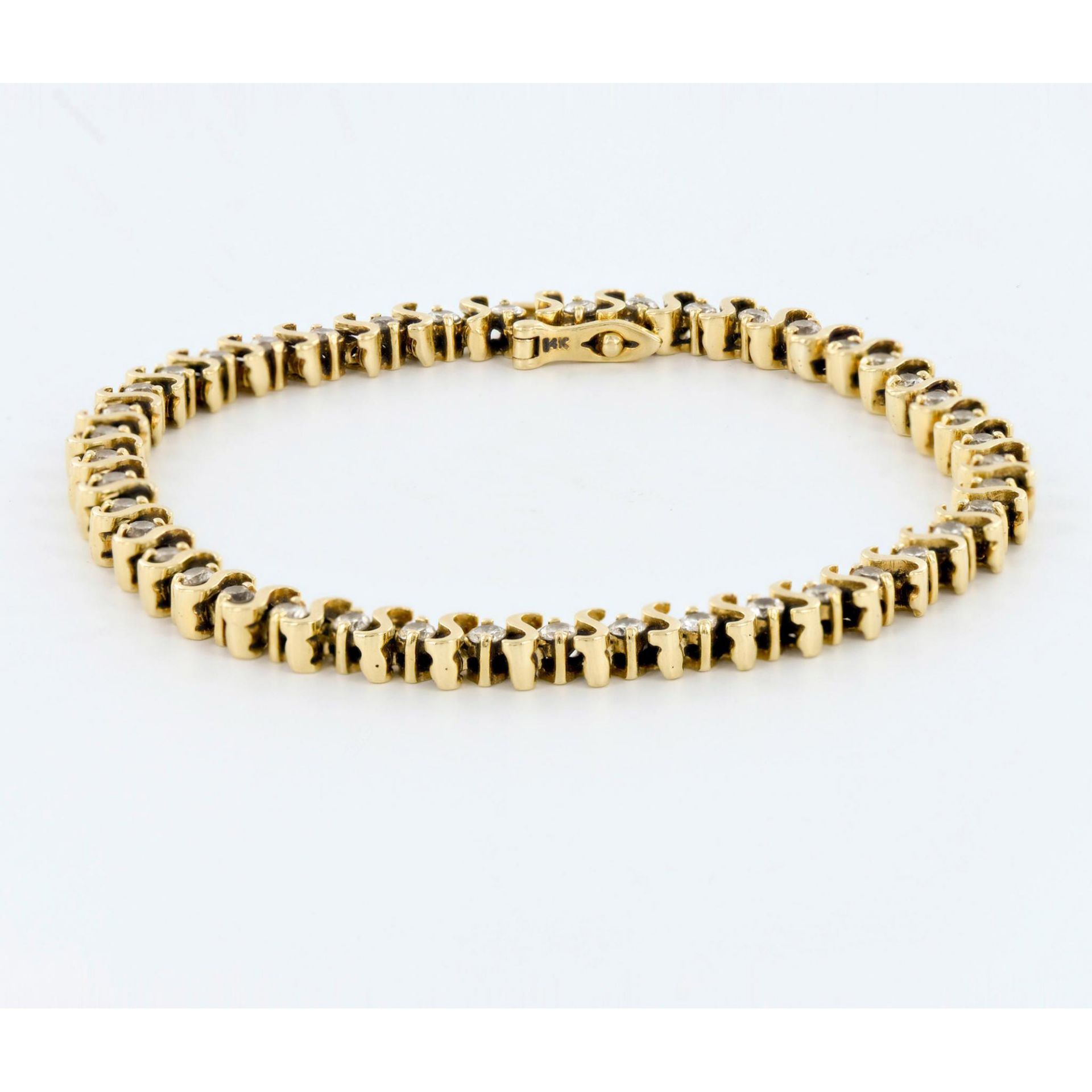 14K Yellow Gold and Diamonds Tennis Bracelet - Bild 2 aus 5