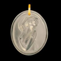 Lalique Frosted Crystal Lady Oval Pendant