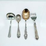 4pc Silver Plated Serving Utensils, Ladle, Spoons and Fork