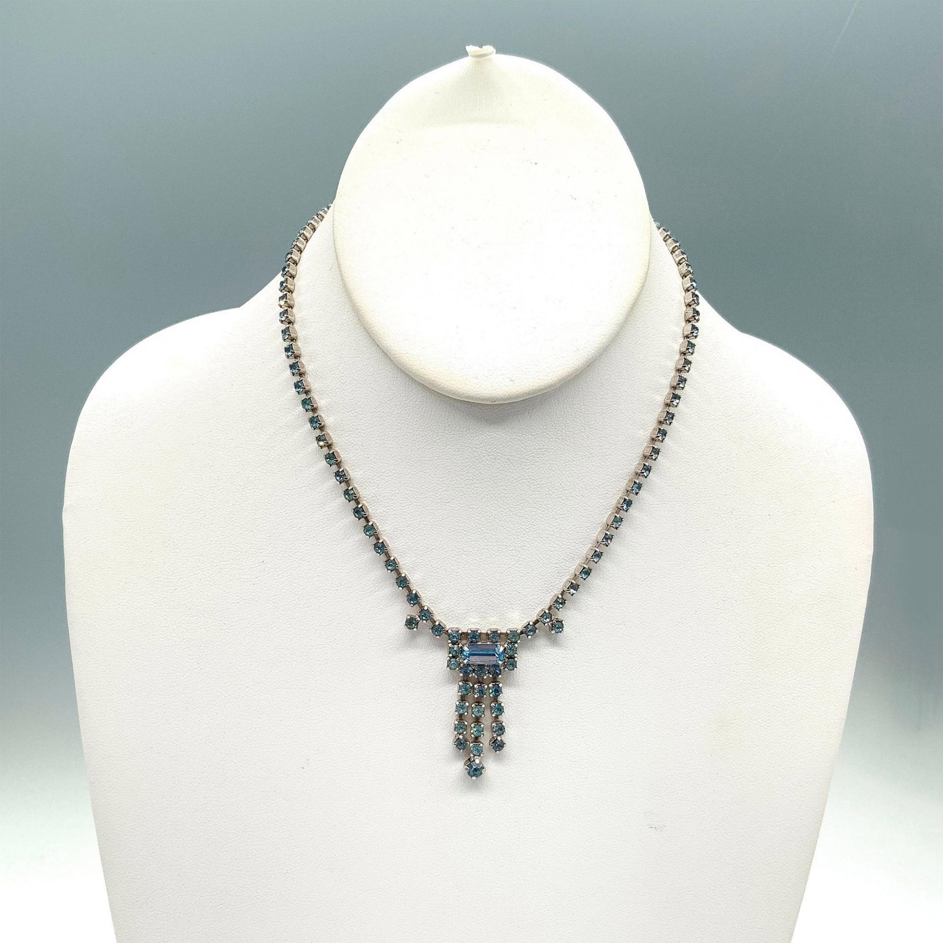 Art Deco Blue Rhinestone Necklace