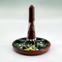 Earthenware Ring Holder Dish, Yellow Flowers