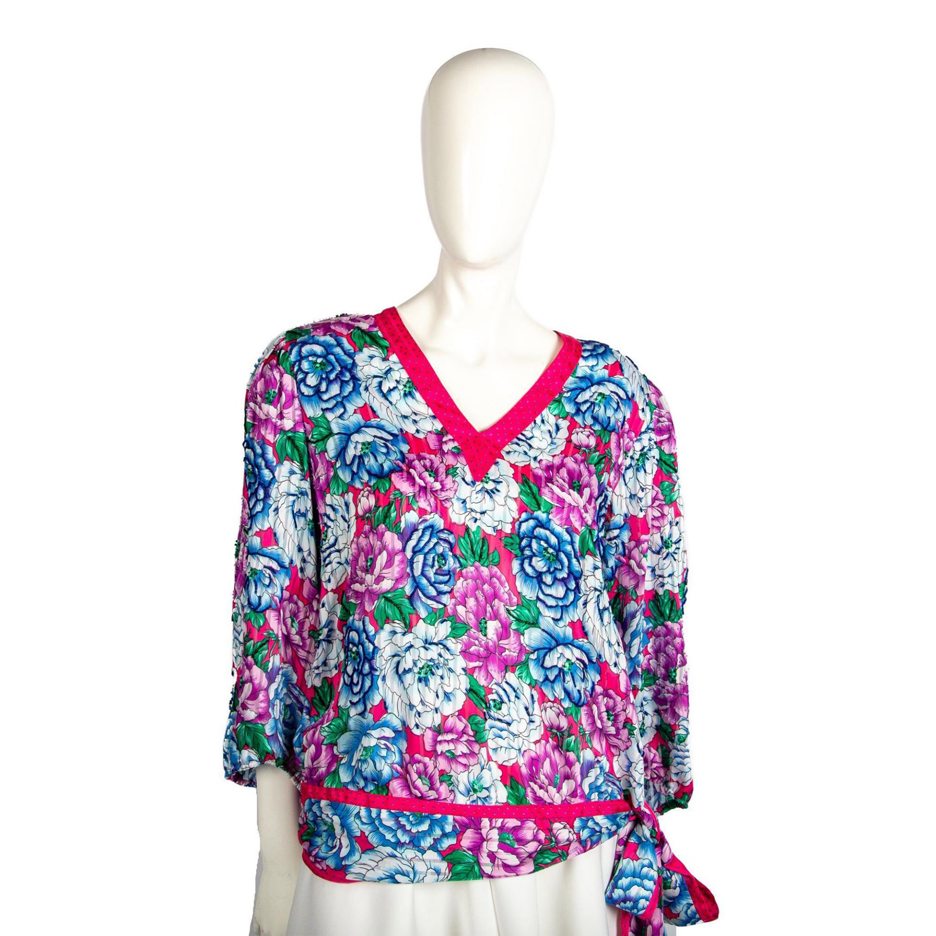 Diane Fres Beaded Floral Blouse