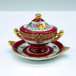 2pc Limoges Hand Painted Porcelain Box, Tureen and Saucer