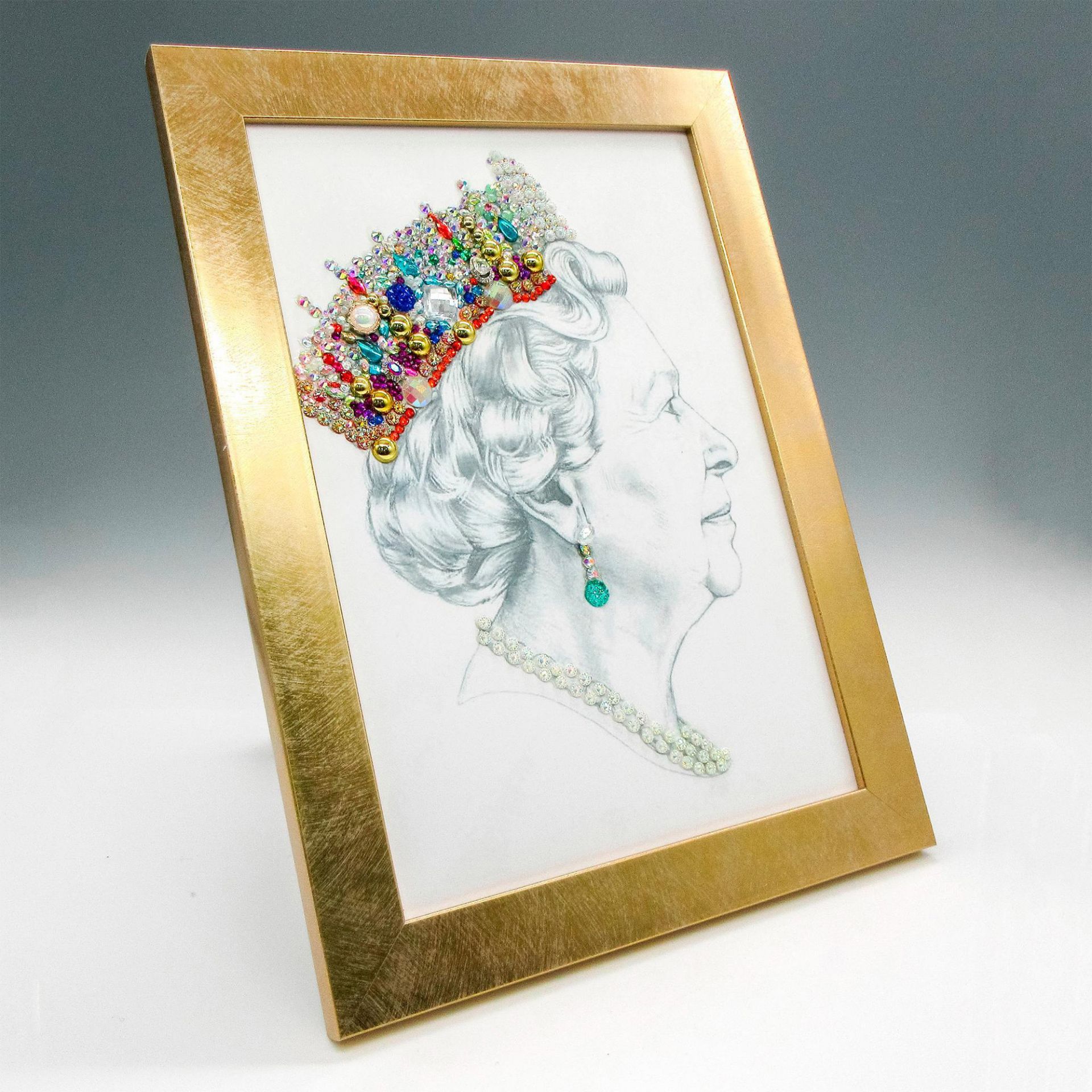Queen Elizabeth II Profile Jeweled Sketch Print - Bild 2 aus 2
