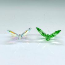 2pc Swarovski Crystal Butterflies, Aurora Borealis + Peridot