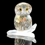 Swarovski Crystal Figurine, Owl on Branch