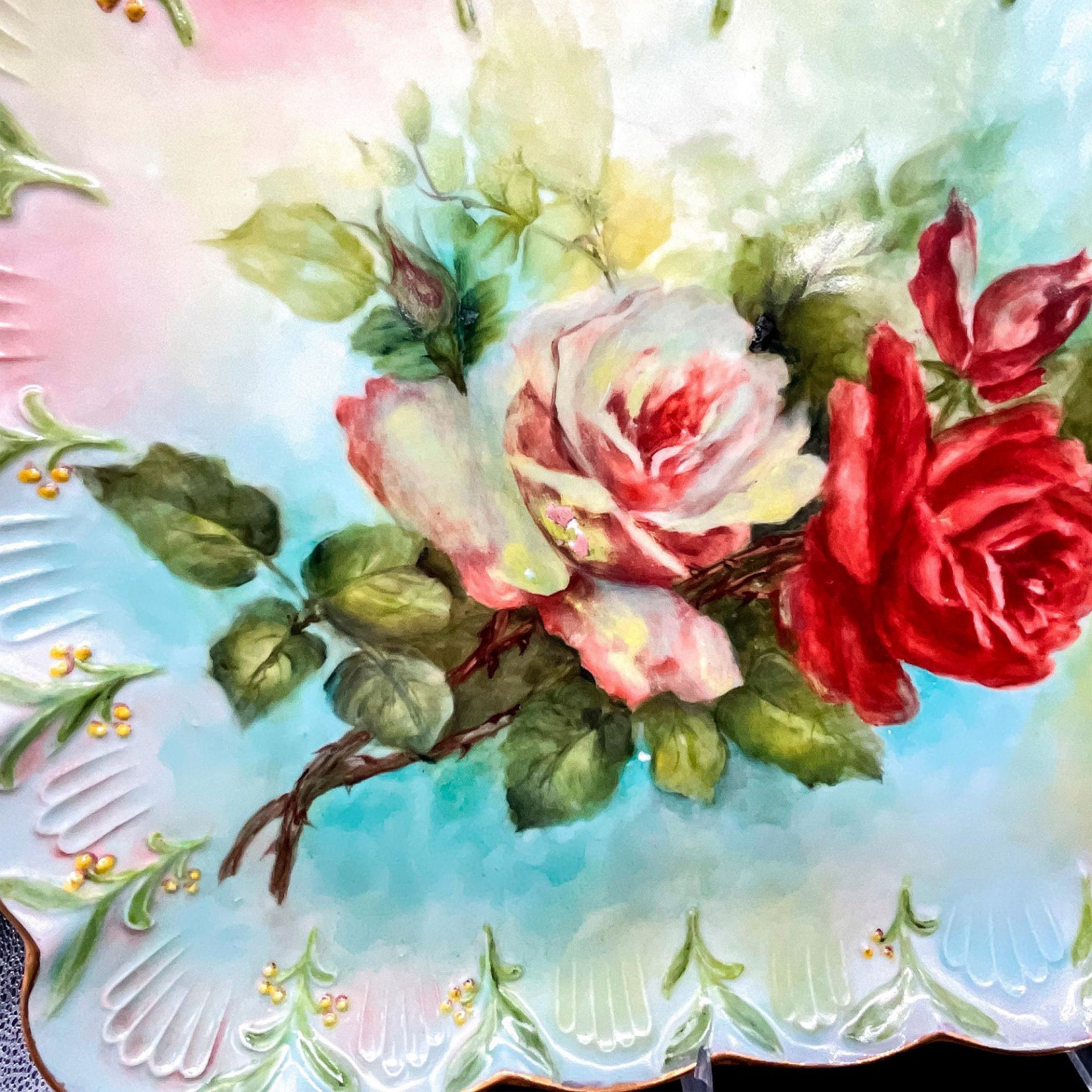 Limoges Porcelain Serving Tray, Spring Roses - Bild 3 aus 3