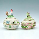 Pair of Lenox Porcelain Annual Easter Eggs, Frog and Rooster