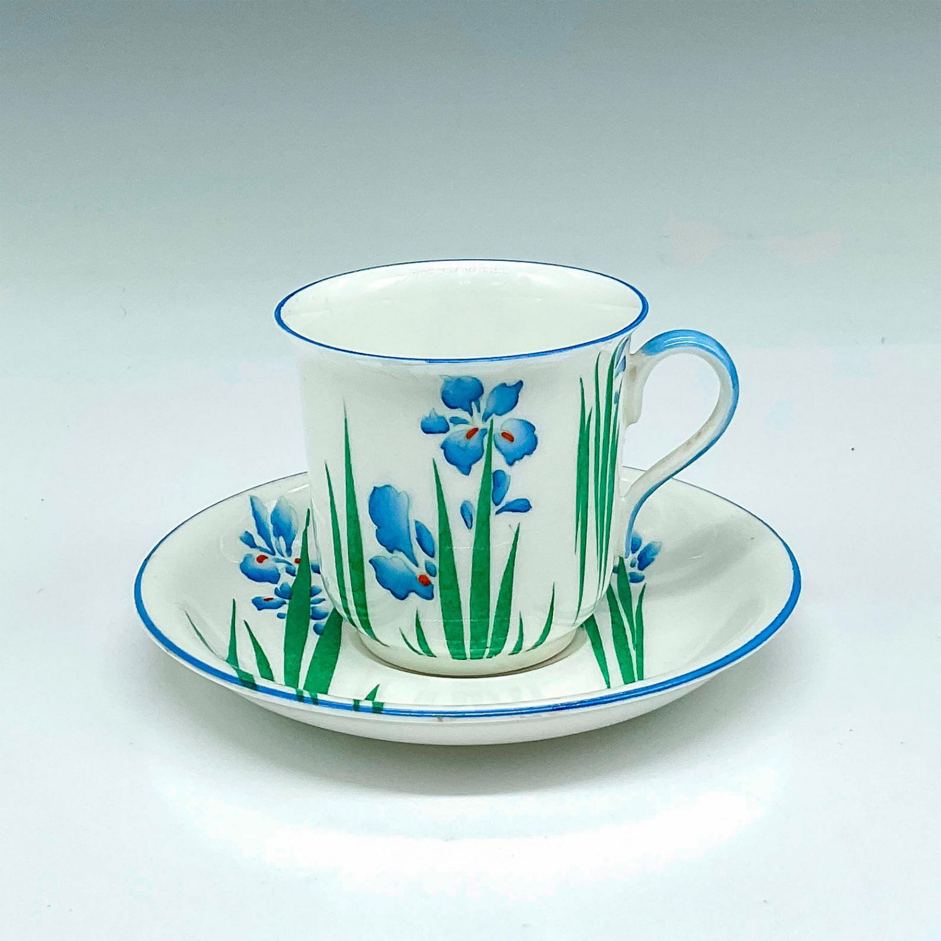 2pc Shelley England Teacup and Saucer, Blue Iris