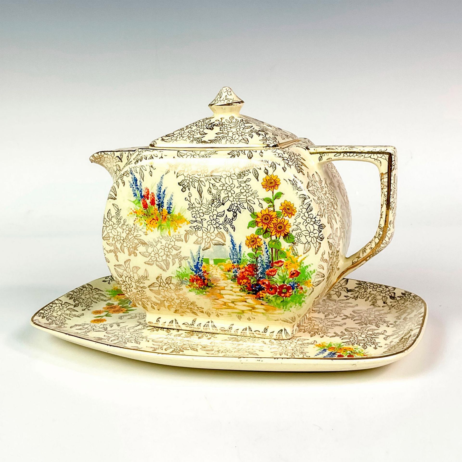 2pc Empire Porcelain Teapot + Tray