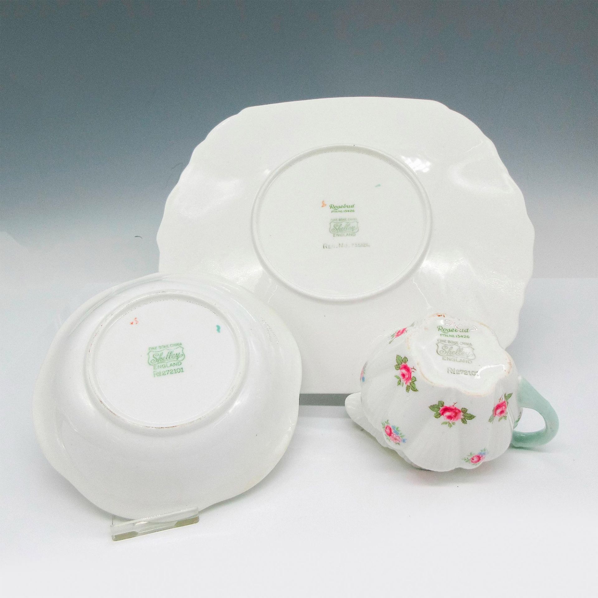 3pc Vintage Shelley Bone China Tea Set, Rosebud - Image 2 of 2