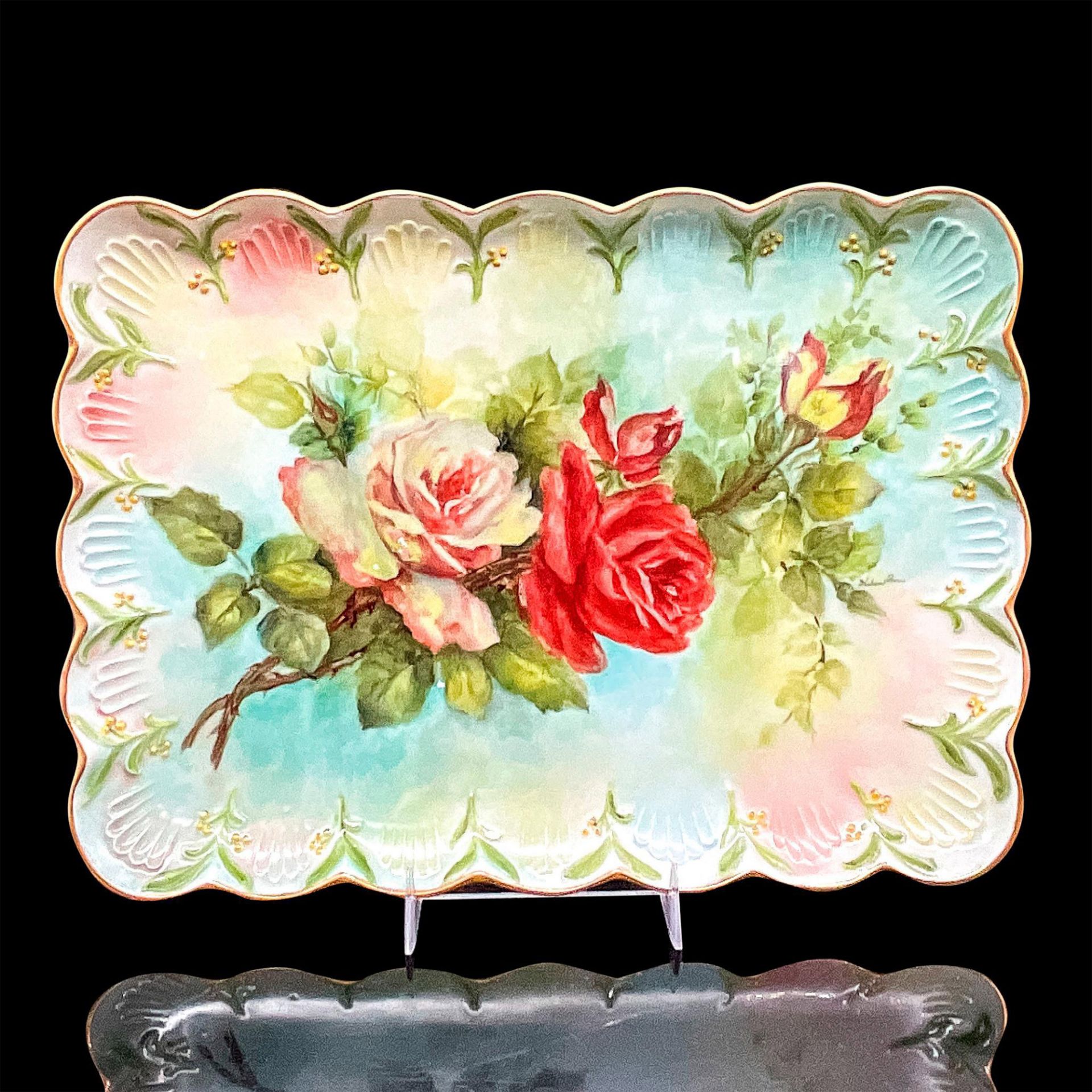 Limoges Porcelain Serving Tray, Spring Roses