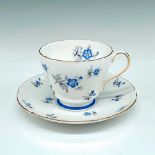 2pc Shelley Bone China Teacup and Saucer, Charm Blue