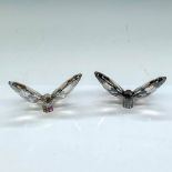 2pc Swarovski Crystal Butterflies, Satin and Silvershade