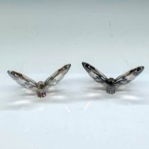 2pc Swarovski Crystal Butterflies, Satin and Silvershade