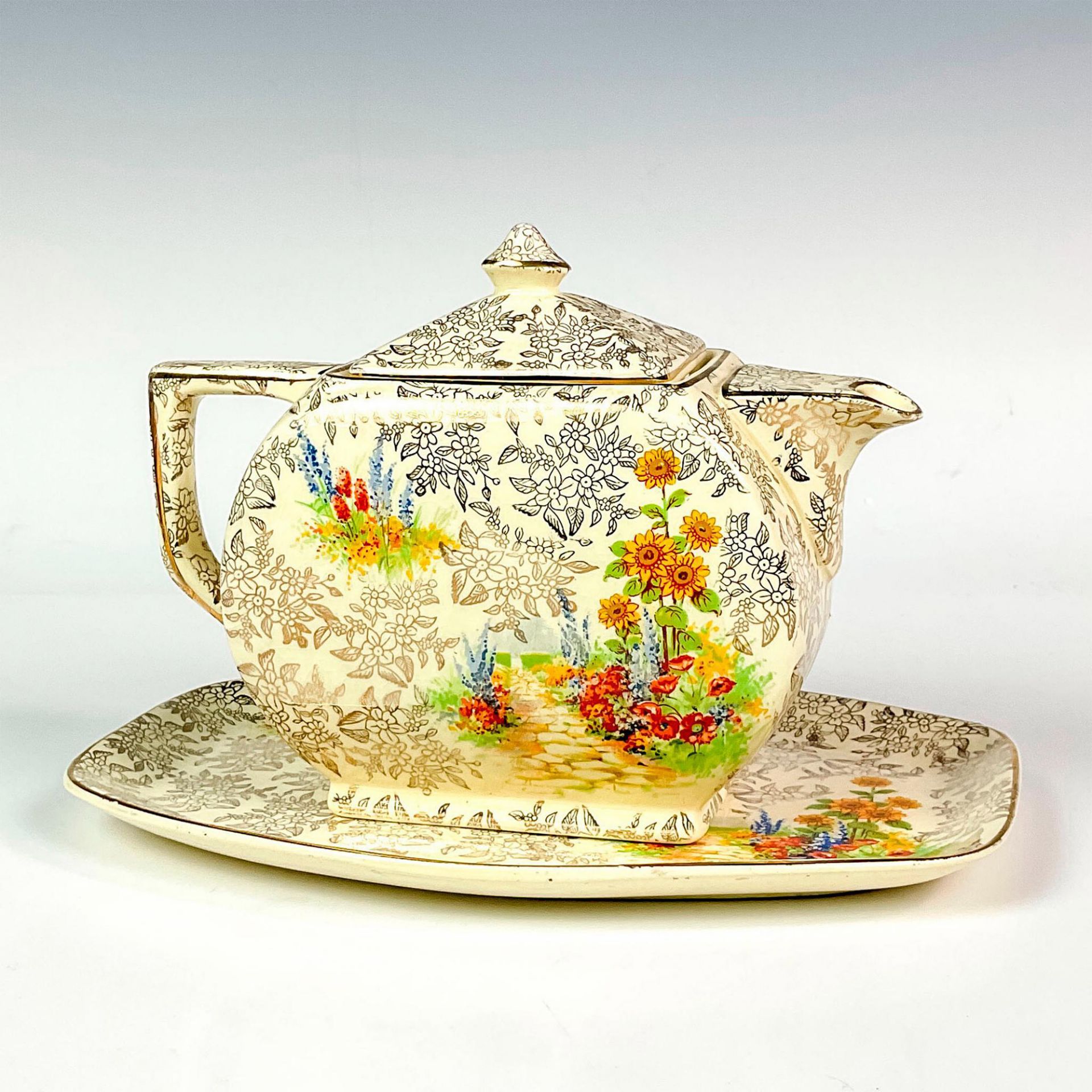 2pc Empire Porcelain Teapot + Tray - Bild 2 aus 3