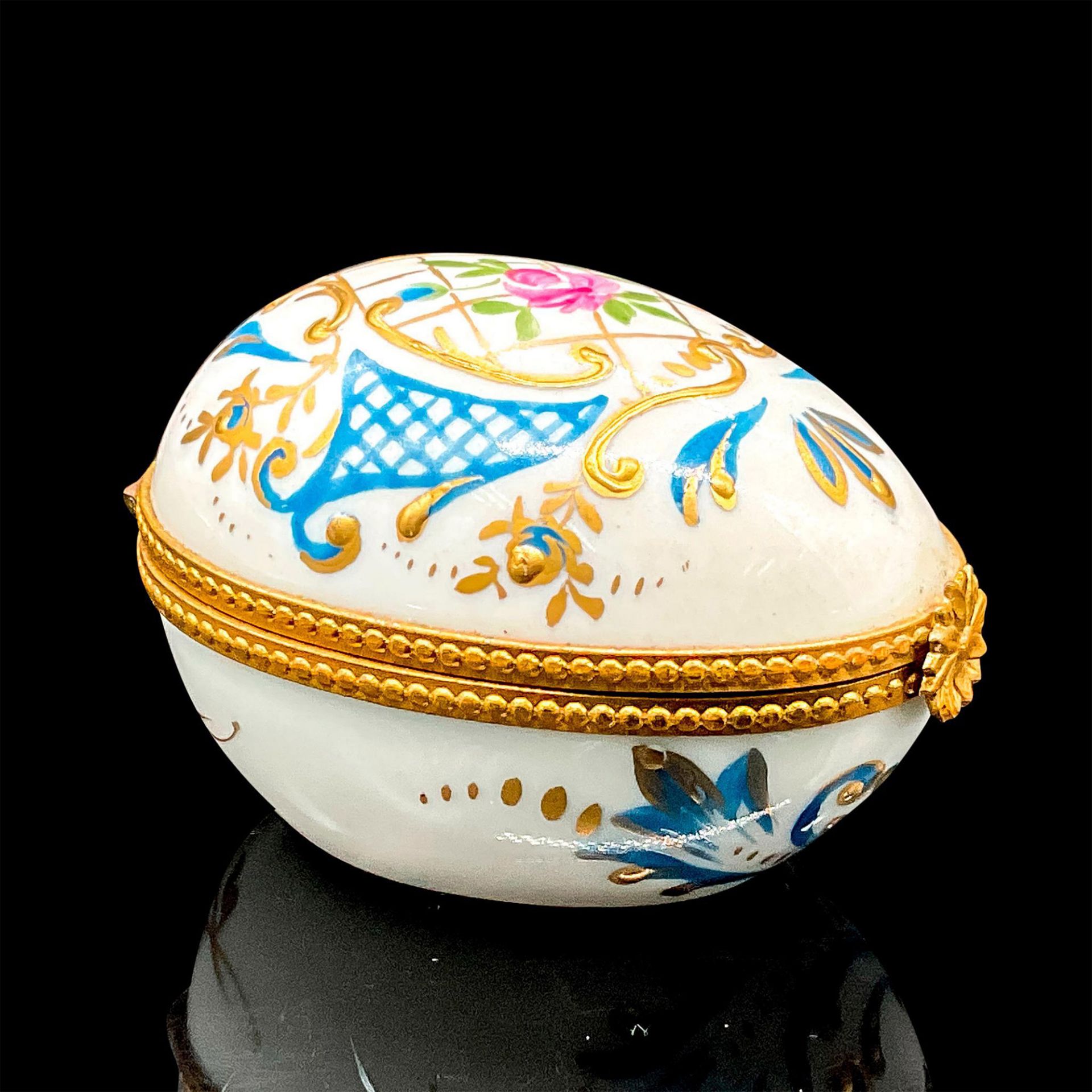 Paris-Style Limoges Porcelain Egg-Shaped Box