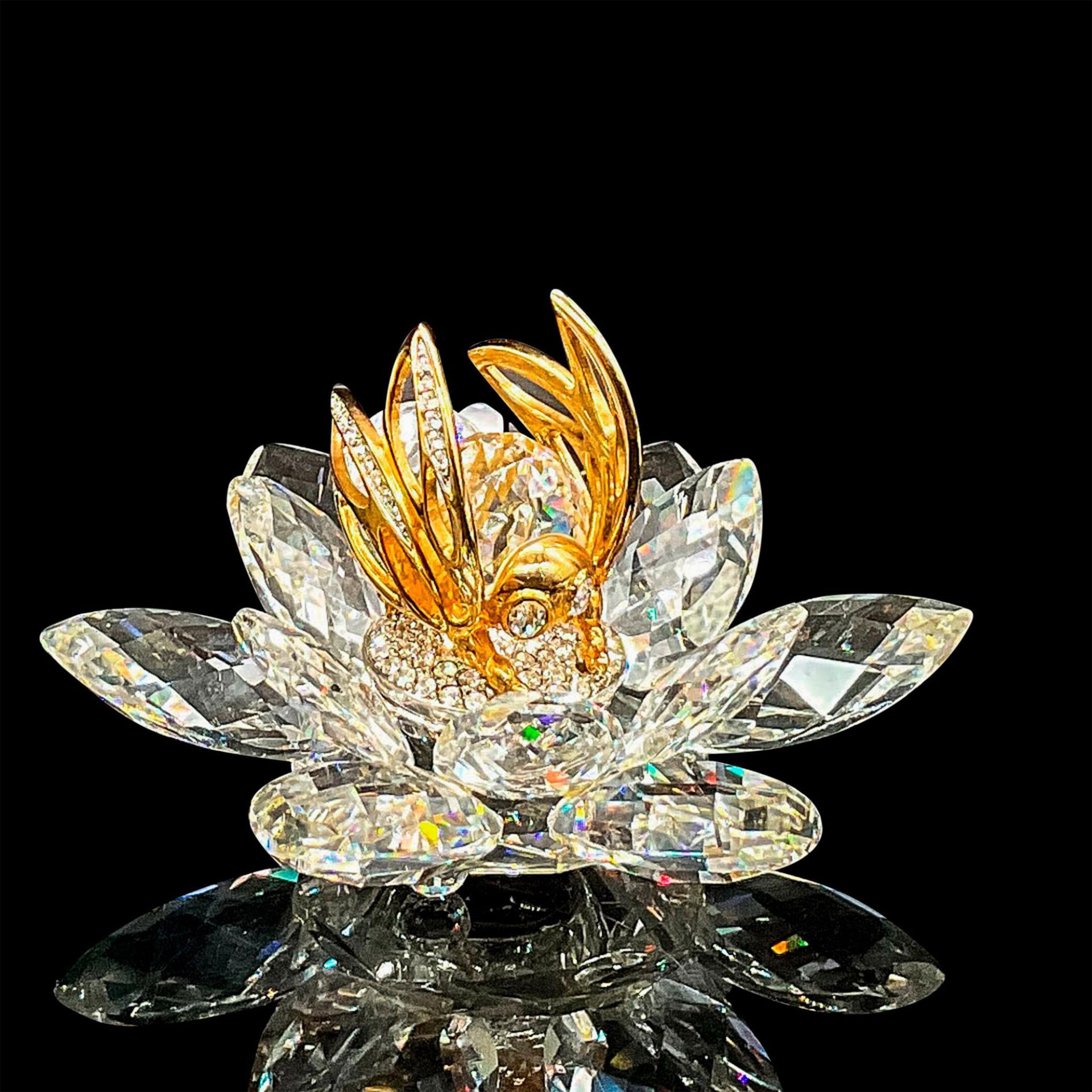 Swarovski Crystal Figurine, Gold Bee on Lotus - Image 2 of 4