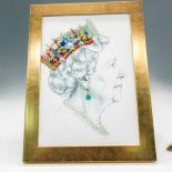 Queen Elizabeth II Profile Jeweled Sketch Print