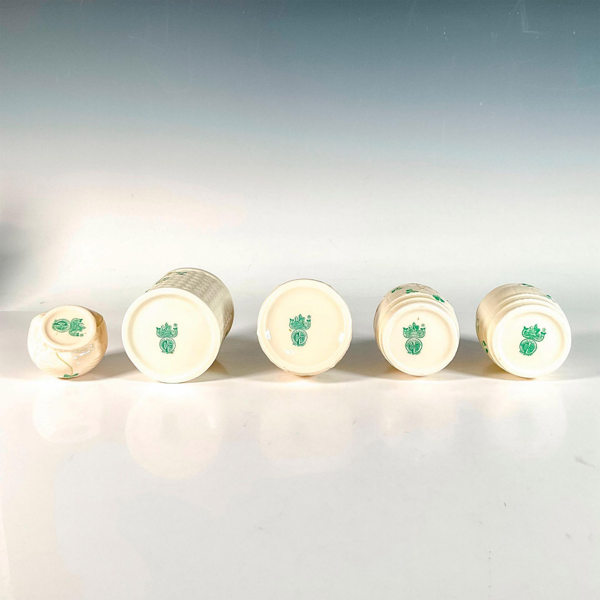 5pc Belleek Porcelain Marmalade Jars, Shamrock - Bild 4 aus 4