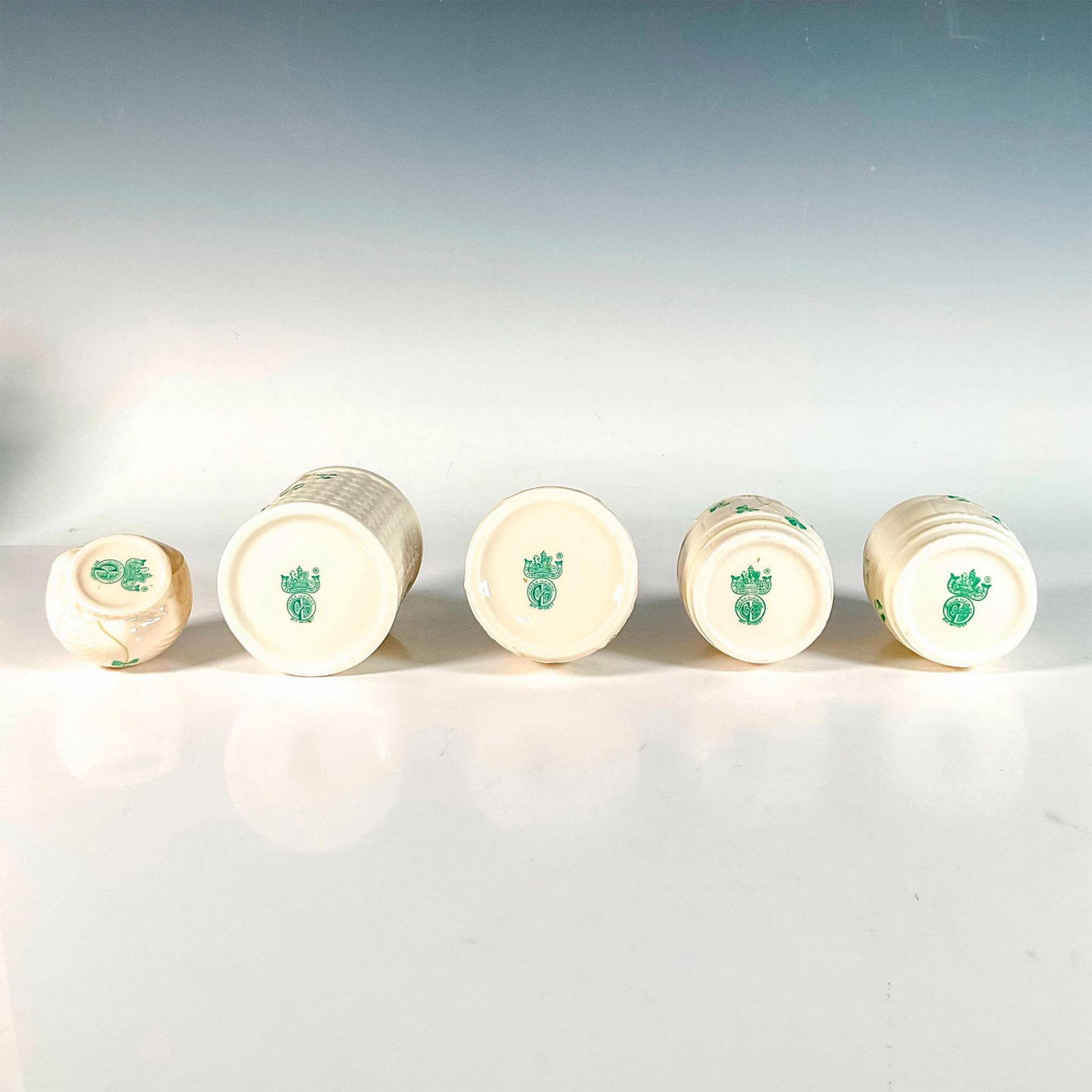 5pc Belleek Porcelain Marmalade Jars, Shamrock - Image 3 of 4