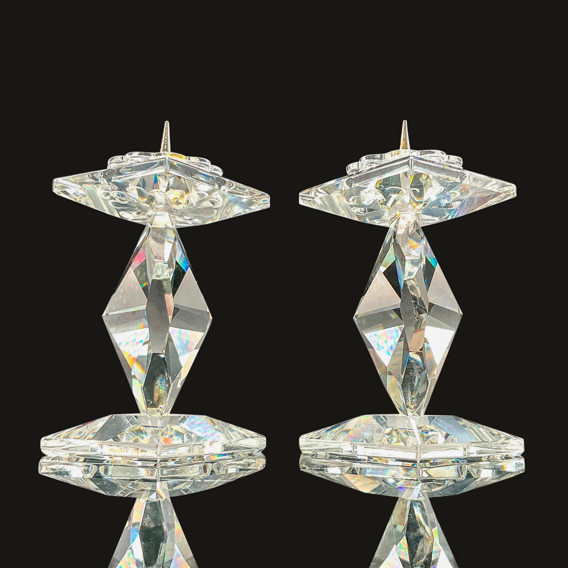 2pc Swarovski Style Faceted Crystal Candle Holders - Image 2 of 4