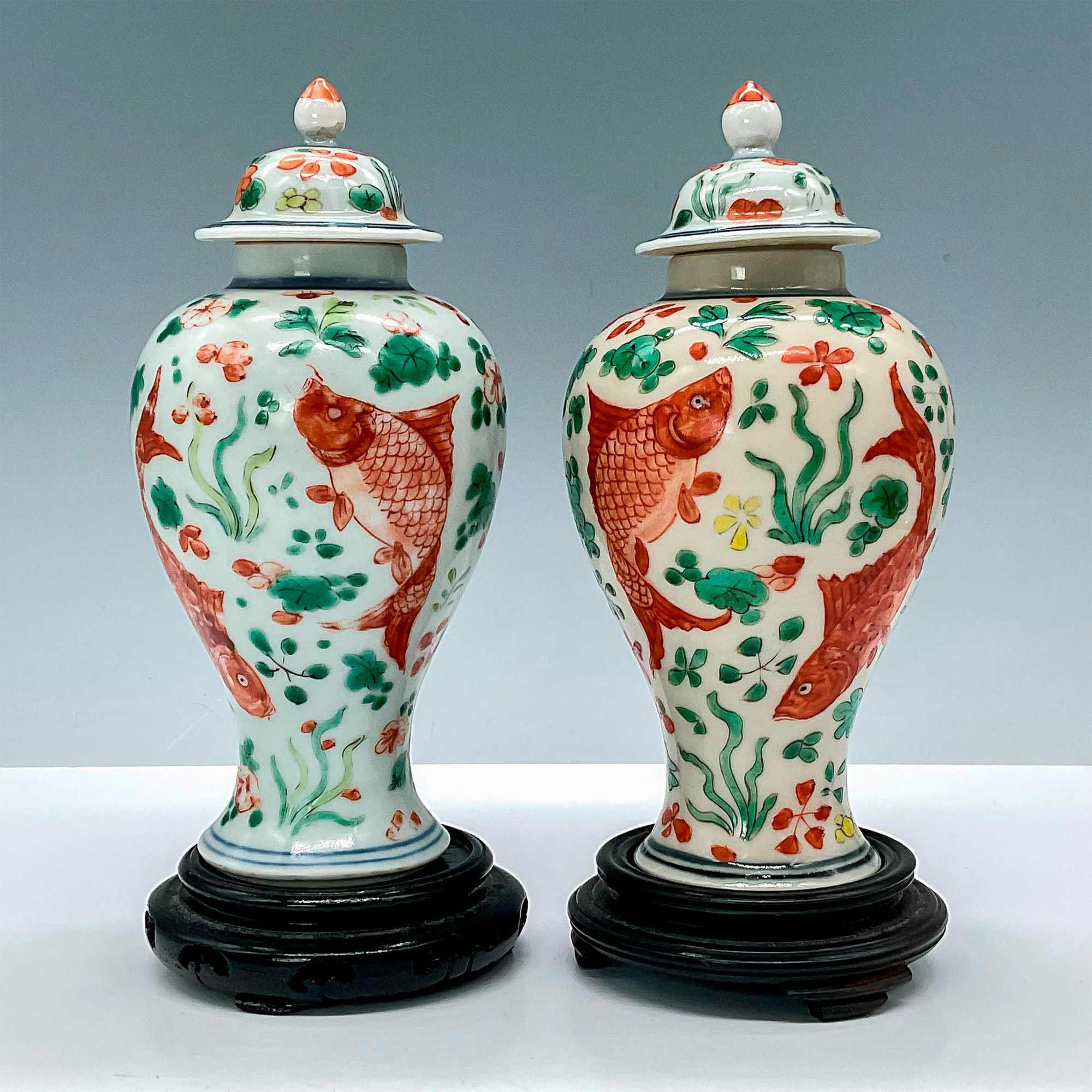 Pair of Chinese Porcelain Multi-Colored Tea Caddies - Image 2 of 3