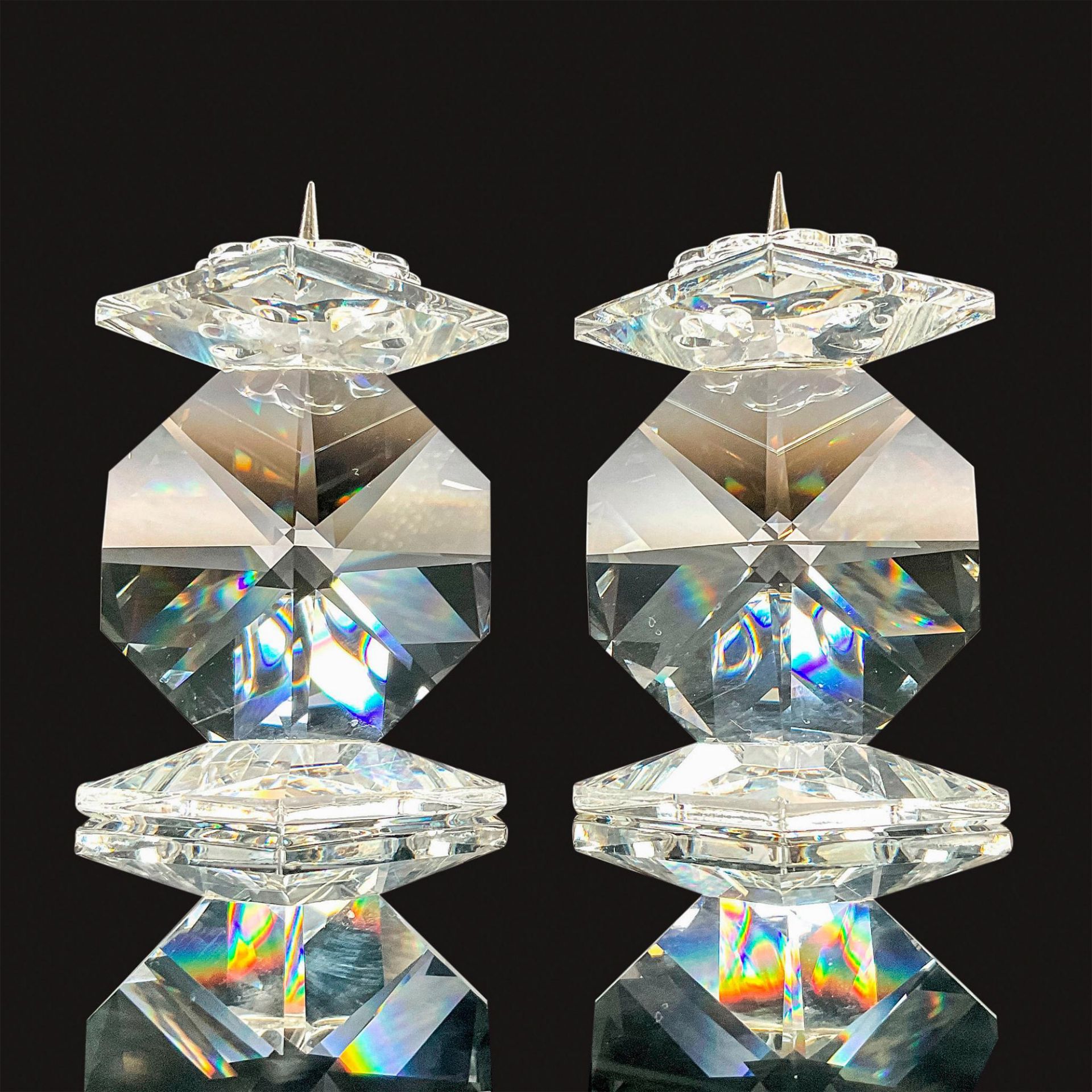 2pc Swarovski Style Faceted Crystal Candle Holders - Image 3 of 4