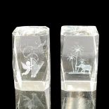 2pc 3D Laser Etched Glass Paperweights, Angels & Elephant