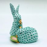 Herend Porcelain Green Figurine, Pair of Rabbits with Corn