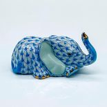 Herend Porcelain Blue 1st Ed. Figurine, Lying Baby Elephant