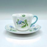 2pc Shelley China Teacup and Saucer, Blue Poppy