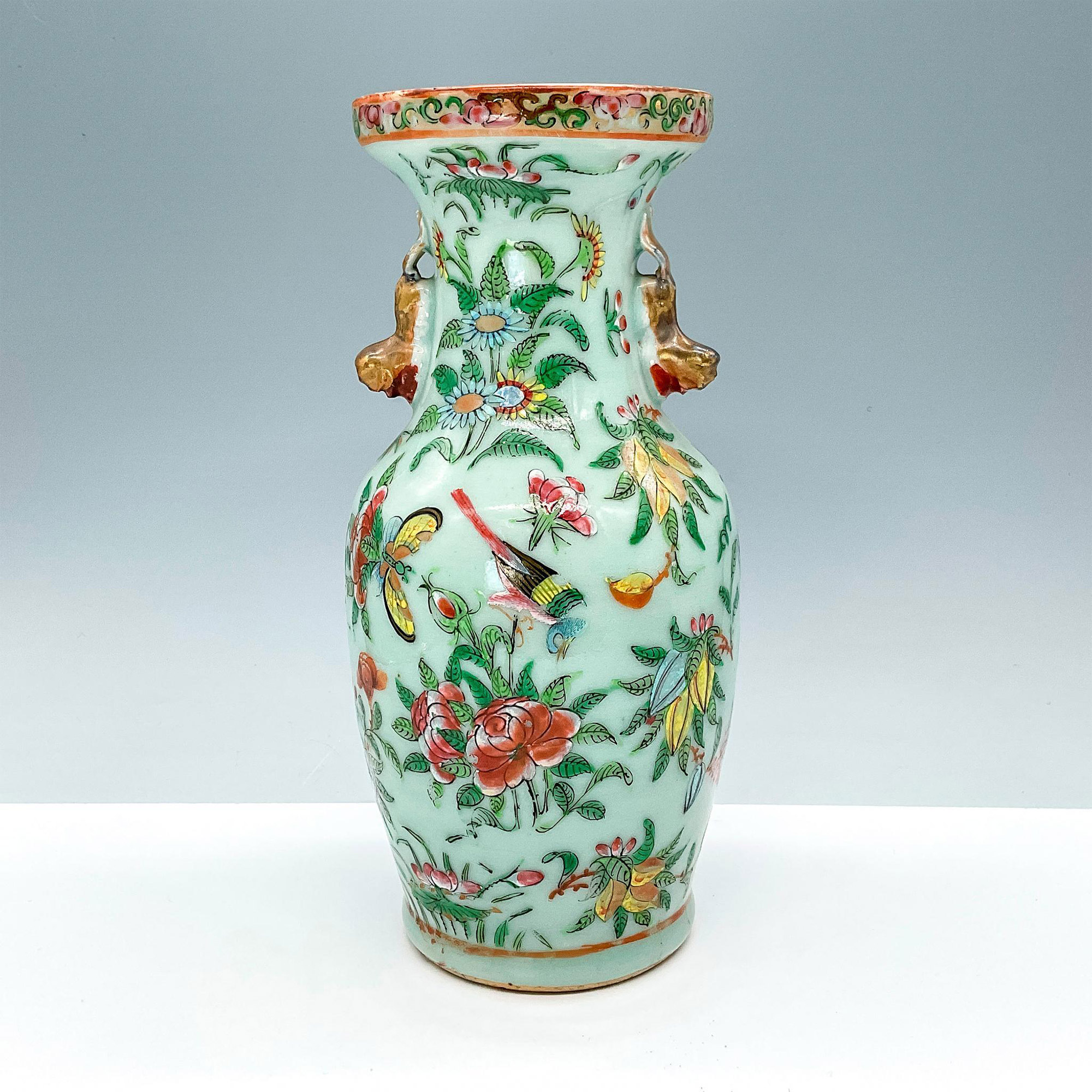 Chinese Porcelain Vase, Foo Lion Motif and Handles - Image 2 of 3