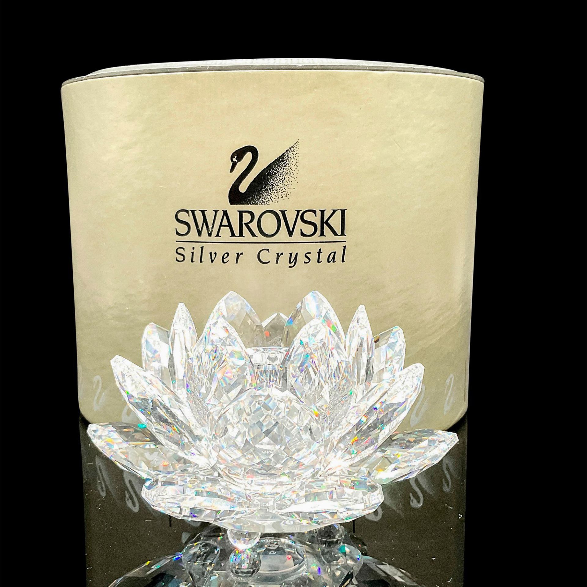 Swarovski Silver Crystal Tapered Candleholder, Waterlily - Bild 2 aus 4