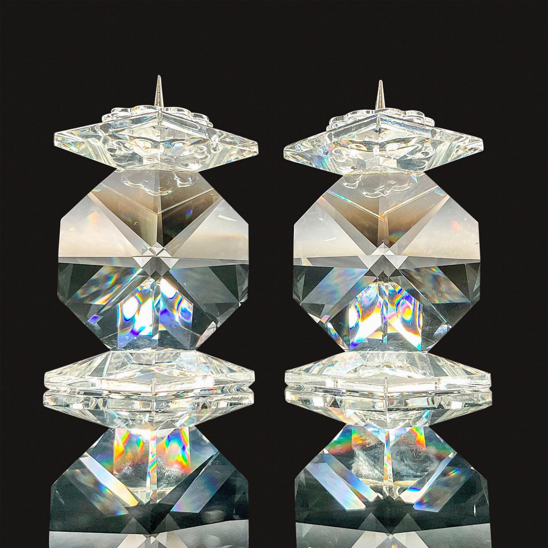 2pc Swarovski Style Faceted Crystal Candle Holders