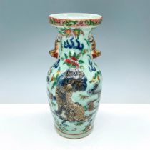 Chinese Porcelain Vase, Foo Lion Motif and Handles