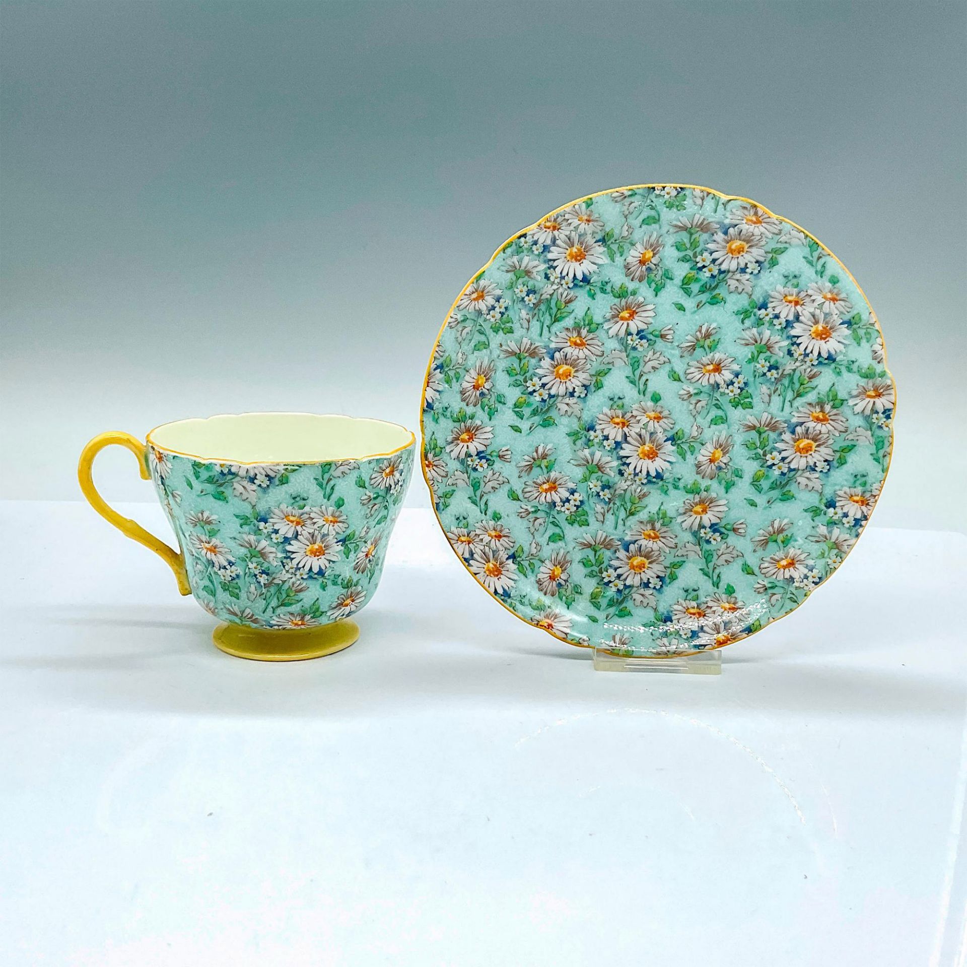 2pc Shelley China Teacup and Saucer, Marguerite - Image 2 of 3