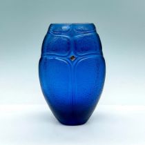 Lalique Crystal Cobalt Vase, Scarab