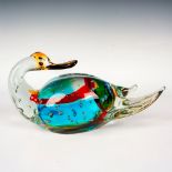Murano Art Glass Duck Sculpture, Signed
