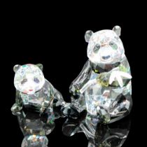 Swarovski Silver Crystal Figurines, Panda Mother and Cub