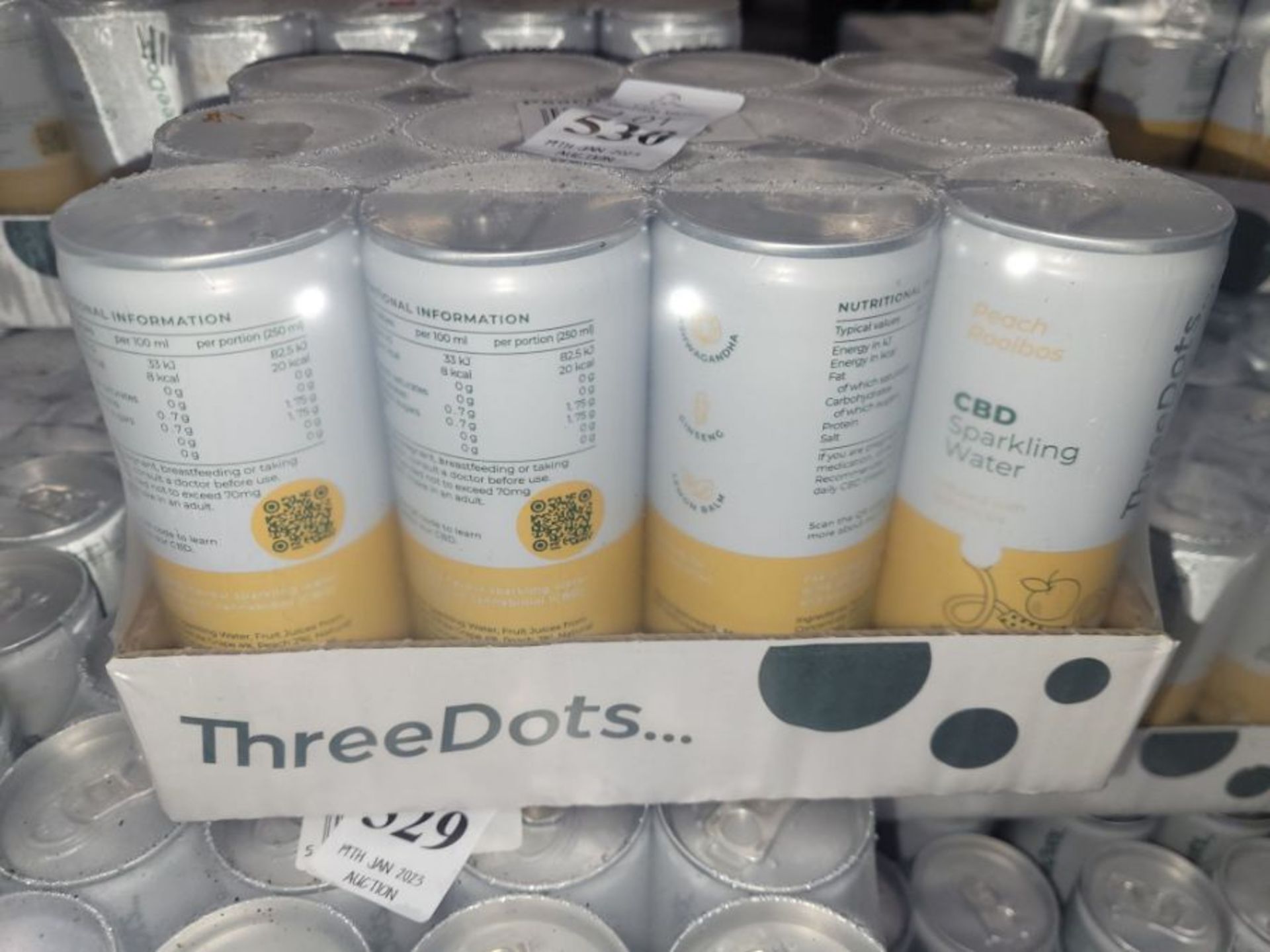 5X CASE OF 12 THREE DOTS GRAPEFRUIT CBD SPARKING WATER (60 CANS) O.O.D.