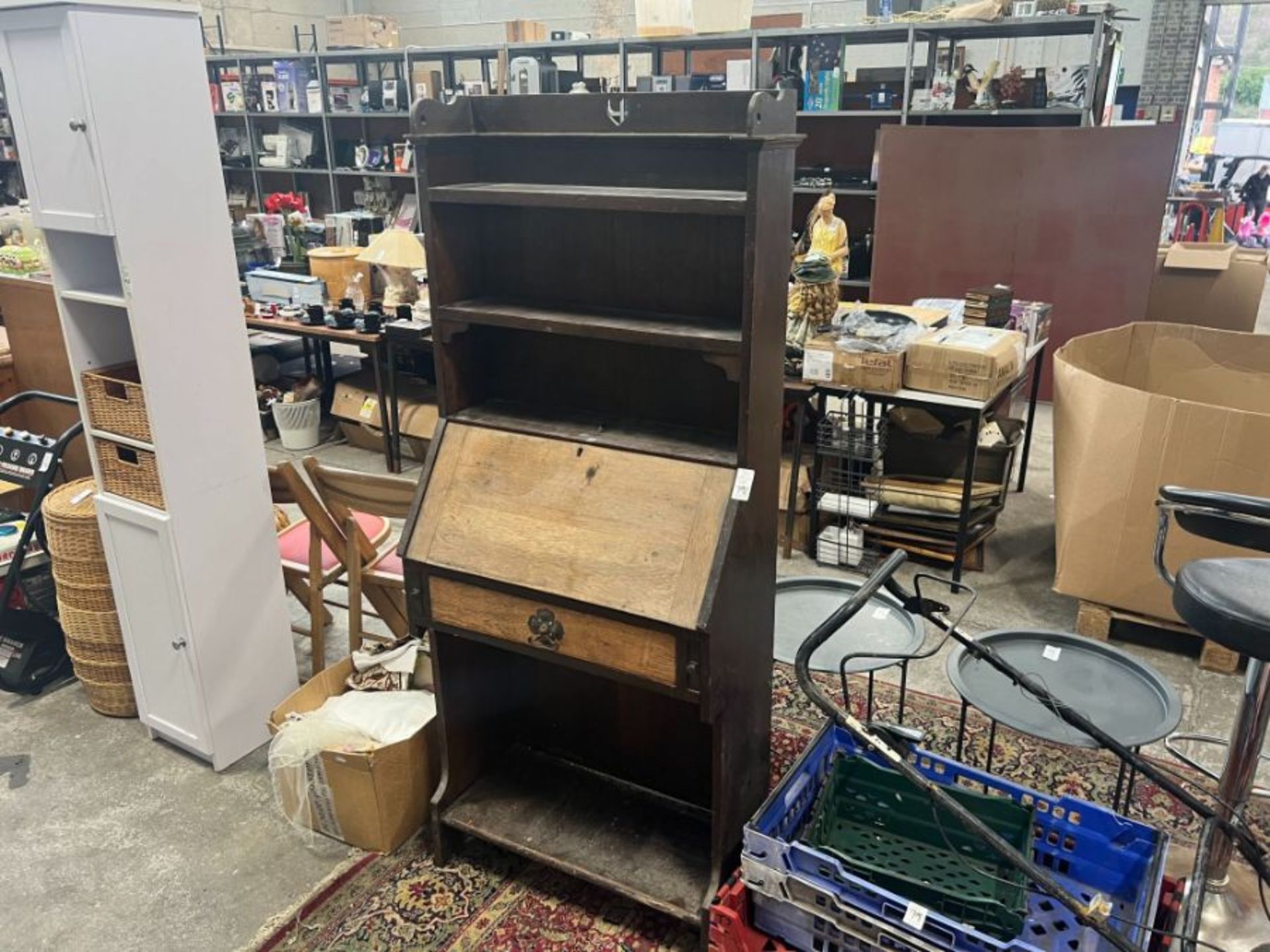 OLD SLIM SIDEBOARD W/ BUREAU DRAWER