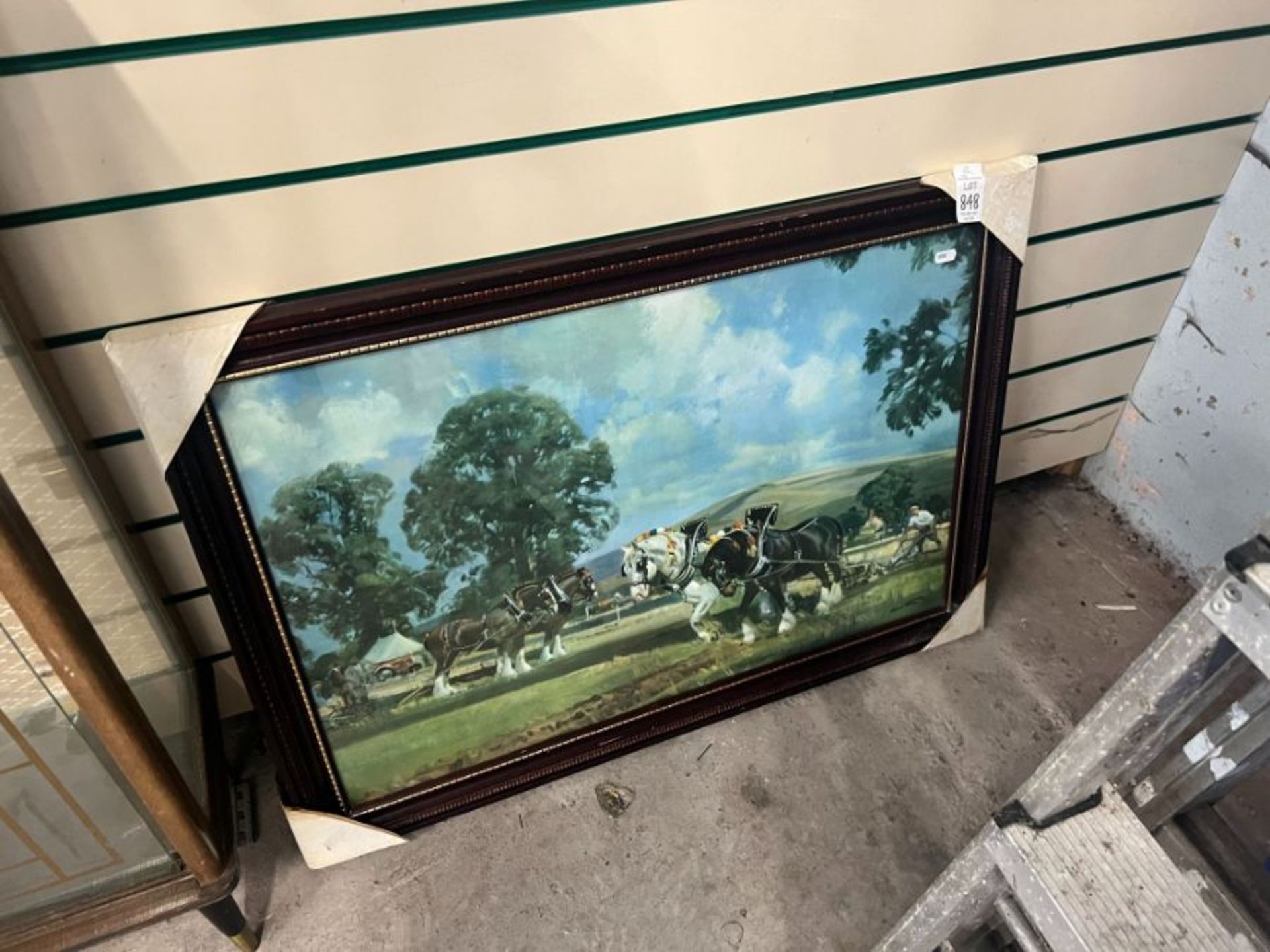 FRAMED HORSES & CARTS PICTURE