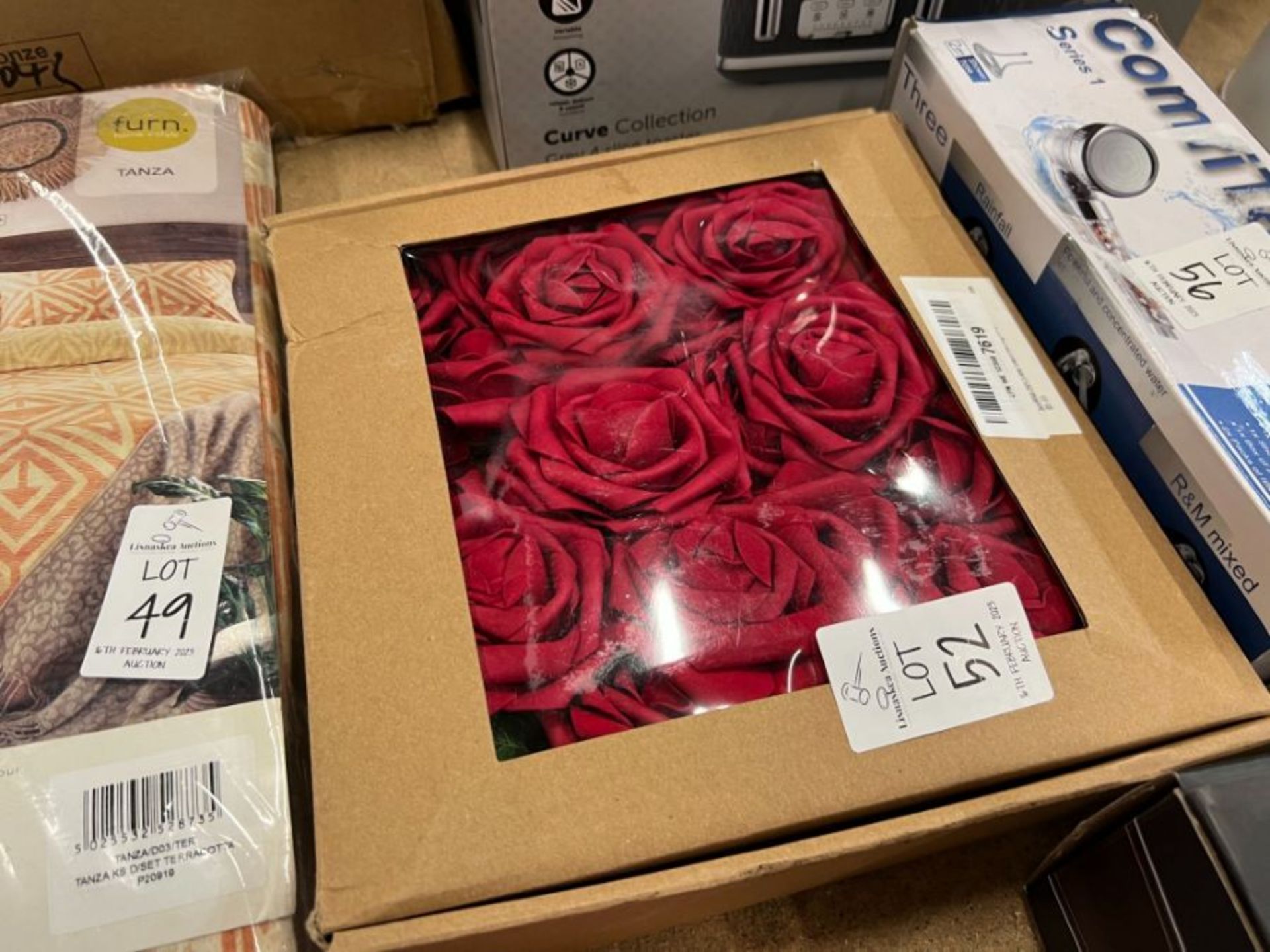 BOX OF FAUX RED ROSES